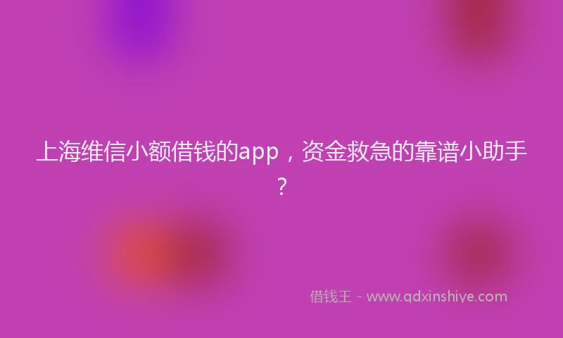 上海维信小额借钱的app，资金救急的靠谱小助手？