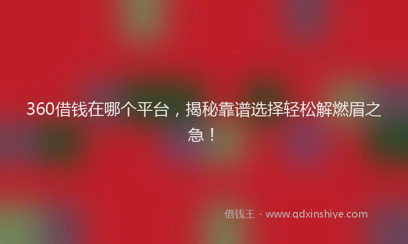 360借钱在哪个平台，揭秘靠谱选择轻松解燃眉之急！