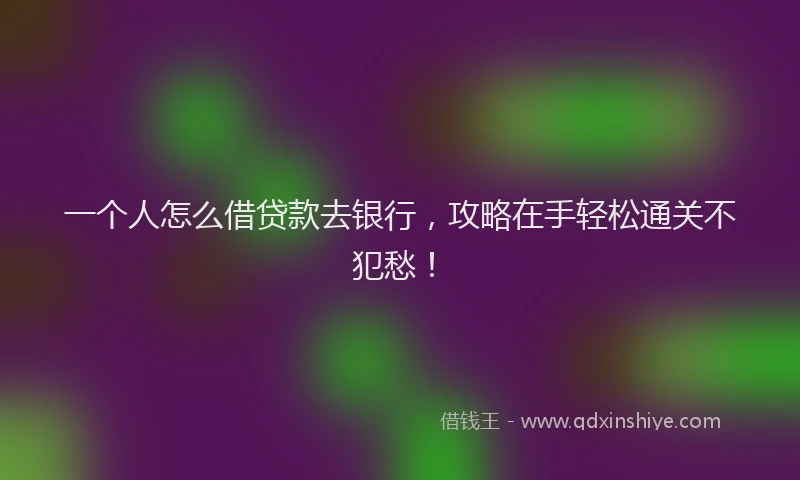 一个人怎么借贷款去银行，攻略在手轻松通关不犯愁！
