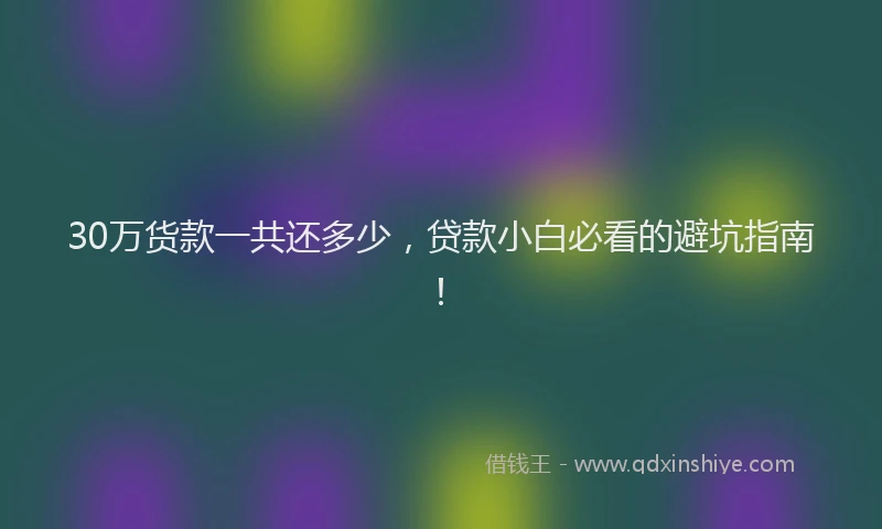 30万货款一共还多少，贷款小白必看的避坑指南！