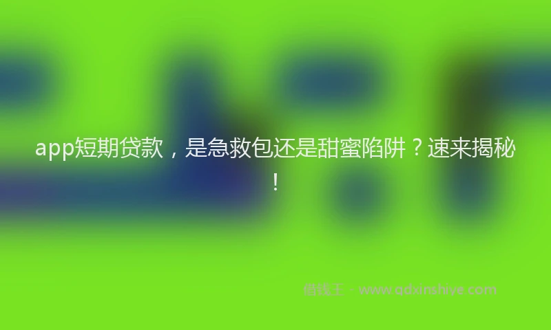 app短期贷款，是急救包还是甜蜜陷阱？速来揭秘！