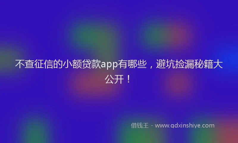不查征信的小额贷款app有哪些，避坑捡漏秘籍大公开！