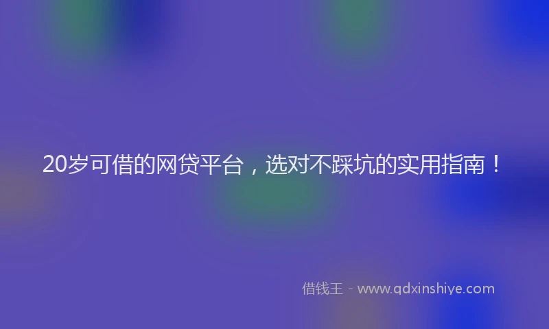 20岁可借的网贷平台，选对不踩坑的实用指南！