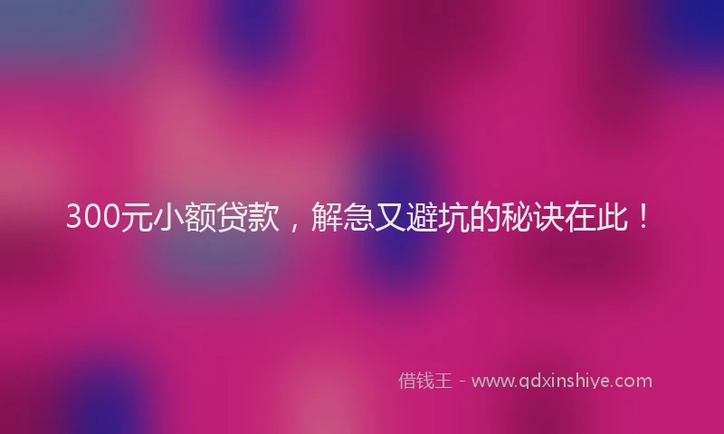 300元小额贷款，解急又避坑的秘诀在此！