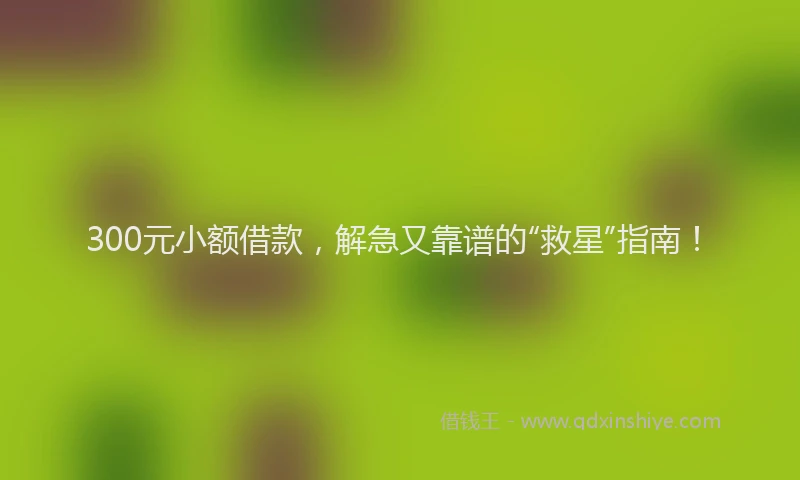 300元小额借款，解急又靠谱的“救星”指南！