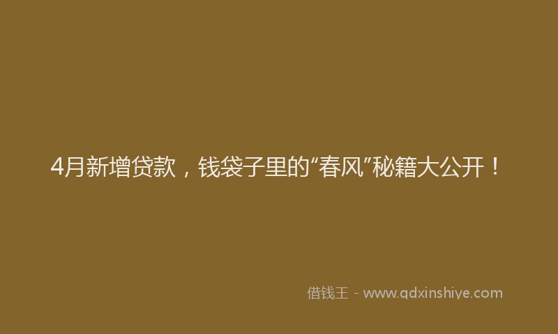 4月新增贷款，钱袋子里的“春风”秘籍大公开！