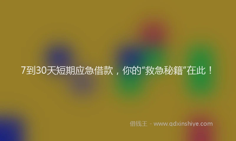 7到30天短期应急借款，你的“救急秘籍”在此！
