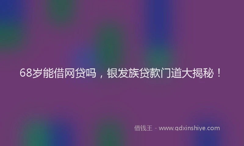 68岁能借网贷吗，银发族贷款门道大揭秘！