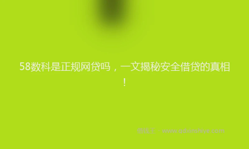58数科是正规网贷吗，一文揭秘安全借贷的真相！