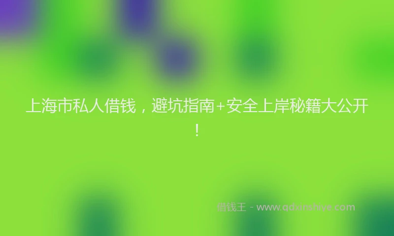 上海市私人借钱，避坑指南+安全上岸秘籍大公开！