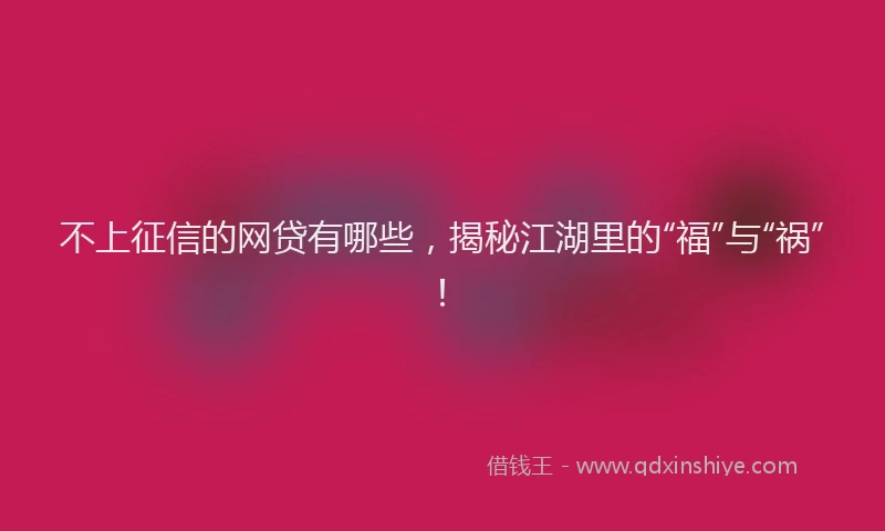 不上征信的网贷有哪些，揭秘江湖里的“福”与“祸”！