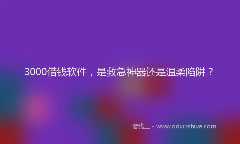 3000借钱软件，是救急神器还是温柔陷阱？