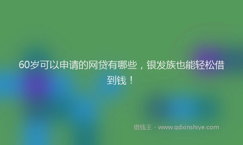 60岁可以申请的网贷有哪些，银发族也能轻松借到钱！