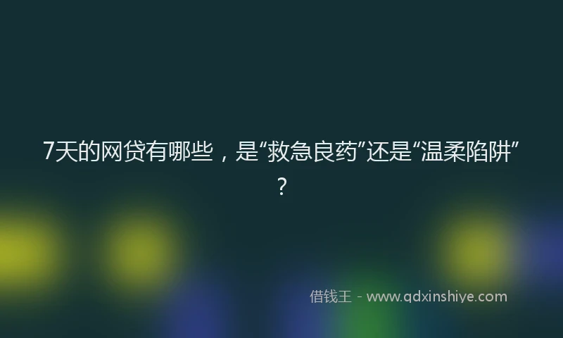 7天的网贷有哪些，是“救急良药”还是“温柔陷阱”？