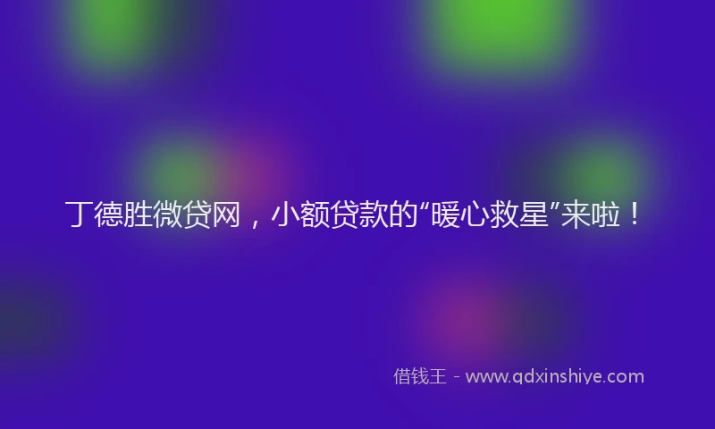 丁德胜微贷网，小额贷款的“暖心救星”来啦！