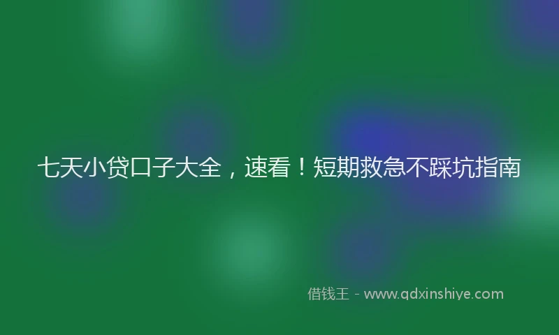 七天小贷口子大全，速看！短期救急不踩坑指南