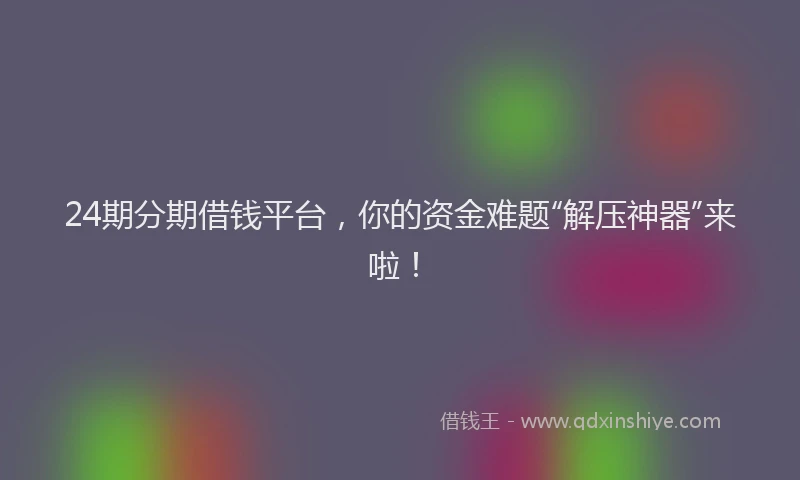 24期分期借钱平台，你的资金难题“解压神器”来啦！