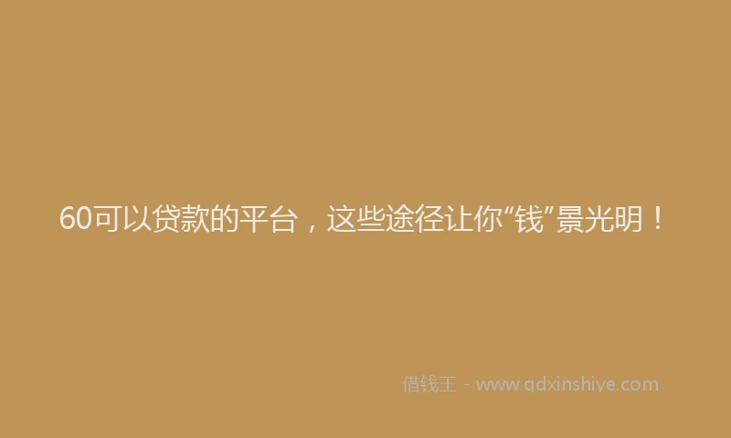 60可以贷款的平台，这些途径让你“钱”景光明！