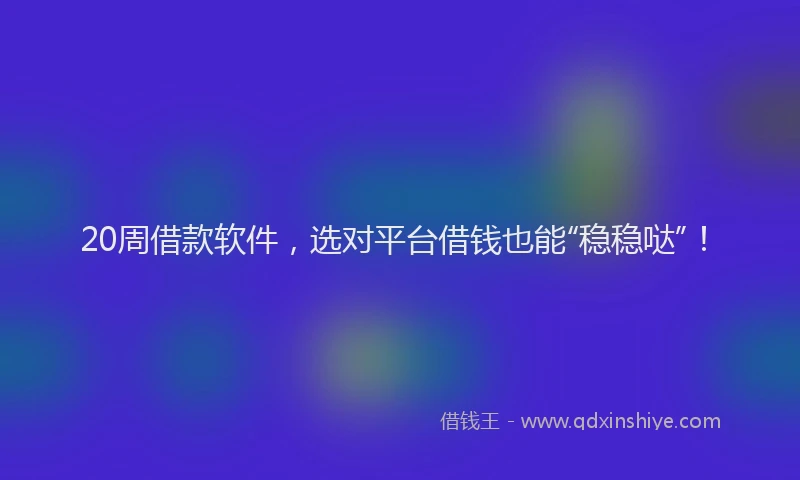 20周借款软件，选对平台借钱也能“稳稳哒”！