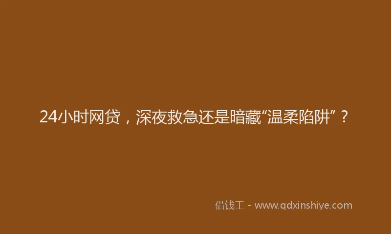 24小时网贷，深夜救急还是暗藏“温柔陷阱”？