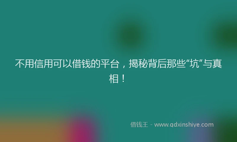 不用信用可以借钱的平台，揭秘背后那些“坑”与真相！