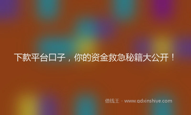 下款平台口子，你的资金救急秘籍大公开！