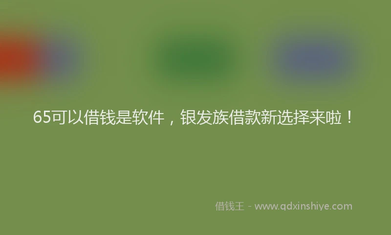 65可以借钱是软件，银发族借款新选择来啦！