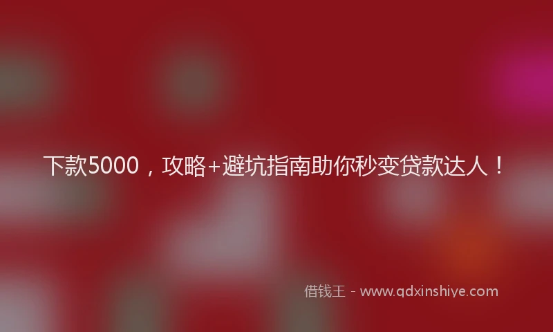 下款5000，攻略+避坑指南助你秒变贷款达人！