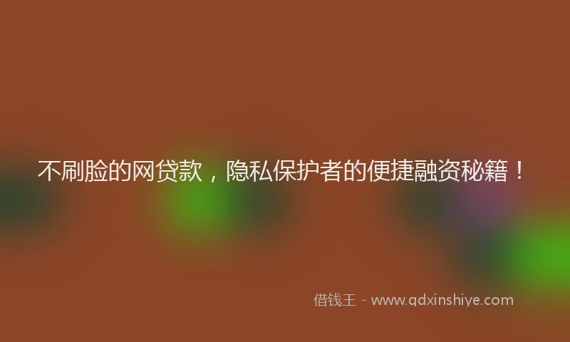 不刷脸的网贷款，隐私保护者的便捷融资秘籍！
