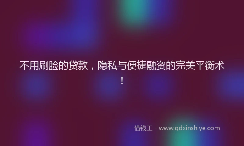 不用刷脸的贷款，隐私与便捷融资的完美平衡术！