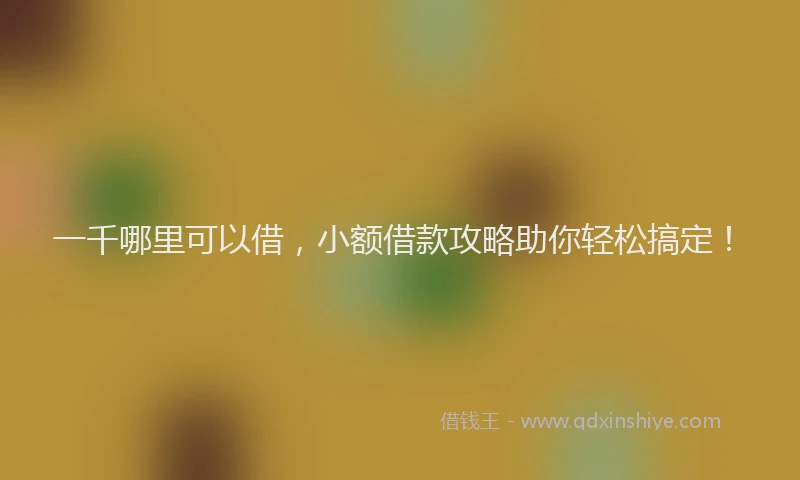 一千哪里可以借，小额借款攻略助你轻松搞定！