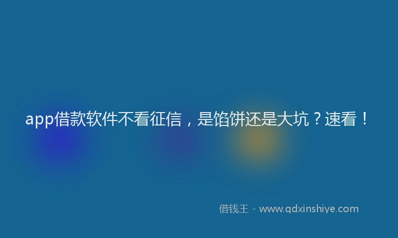 app借款软件不看征信，是馅饼还是大坑？速看！