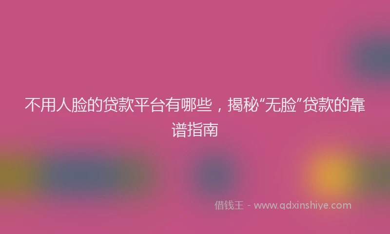 不用人脸的贷款平台有哪些，揭秘“无脸”贷款的靠谱指南