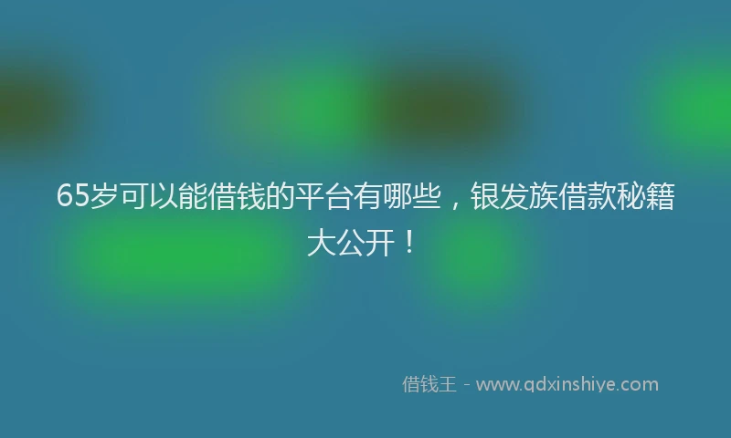 65岁可以能借钱的平台有哪些，银发族借款秘籍大公开！