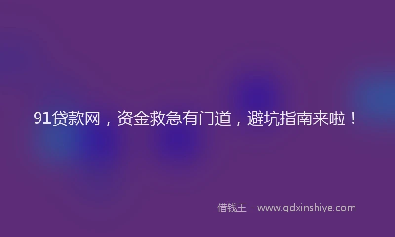 91贷款网，资金救急有门道，避坑指南来啦！