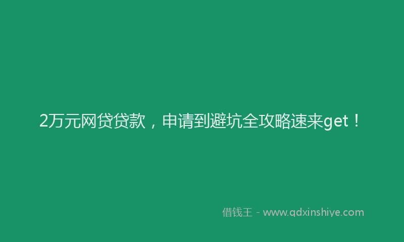 2万元网贷贷款，申请到避坑全攻略速来get！