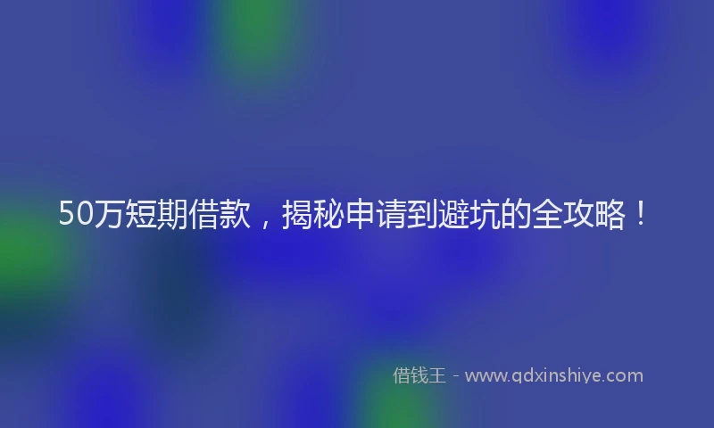 50万短期借款，揭秘申请到避坑的全攻略！