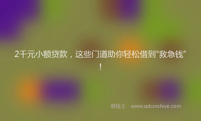 2千元小额贷款，这些门道助你轻松借到“救急钱”！