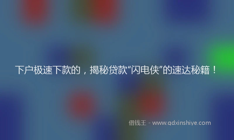 下户极速下款的，揭秘贷款“闪电侠”的速达秘籍！