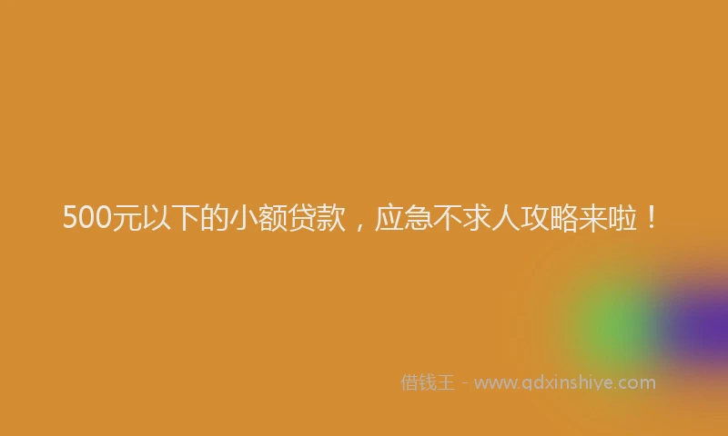 500元以下的小额贷款，应急不求人攻略来啦！