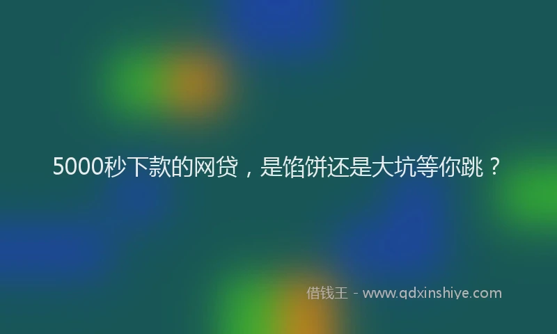 5000秒下款的网贷，是馅饼还是大坑等你跳？