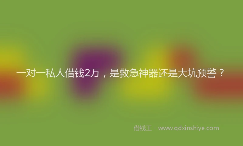 一对一私人借钱2万，是救急神器还是大坑预警？