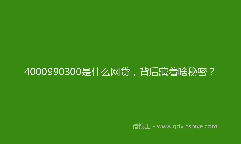 4000990300是什么网贷，背后藏着啥秘密？