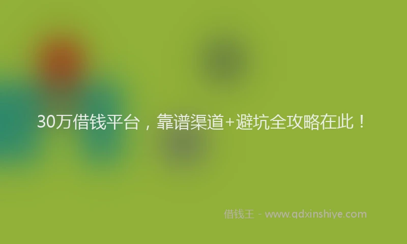 30万借钱平台，靠谱渠道+避坑全攻略在此！