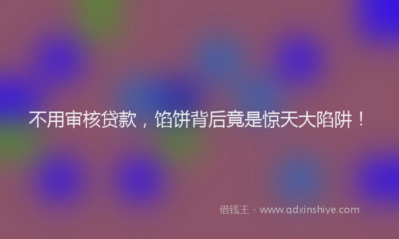 不用审核贷款，馅饼背后竟是惊天大陷阱！