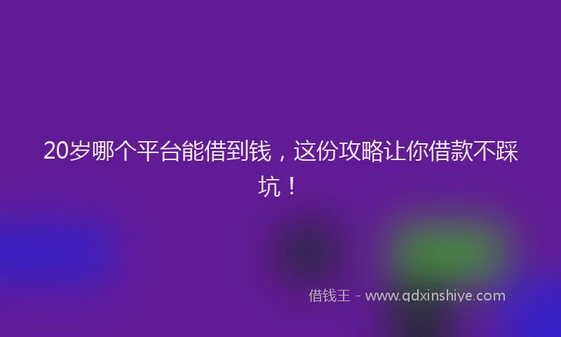 20岁哪个平台能借到钱，这份攻略让你借款不踩坑！