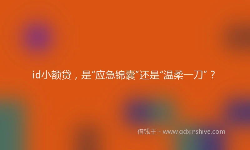 id小额贷，是“应急锦囊”还是“温柔一刀”？