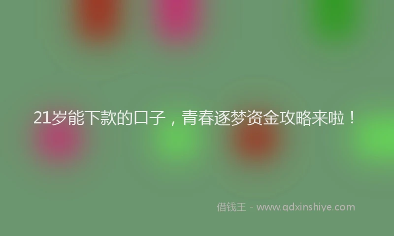 21岁能下款的口子，青春逐梦资金攻略来啦！