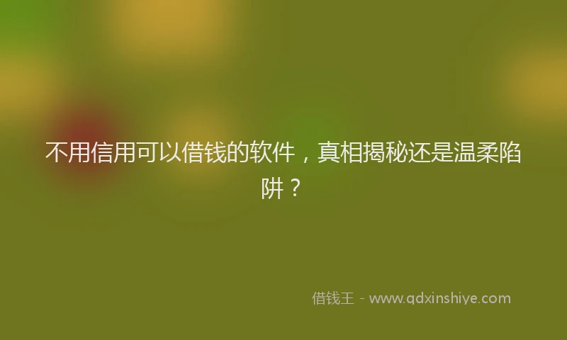 不用信用可以借钱的软件，真相揭秘还是温柔陷阱？