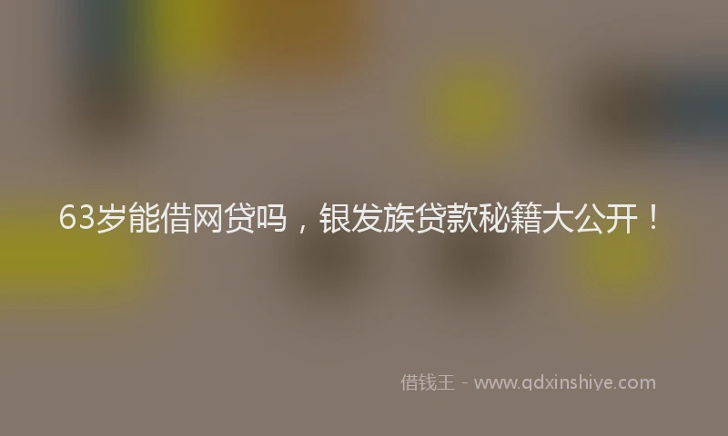 63岁能借网贷吗，银发族贷款秘籍大公开！
